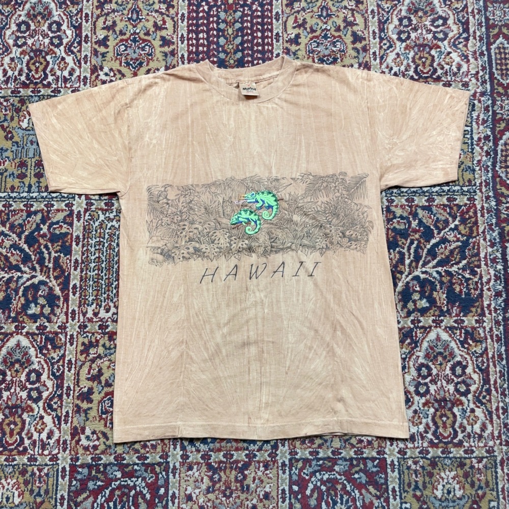 VTG Murina Mens T Shirt Hawaii Chameleons Graphic Print Size M Brown USA pattern